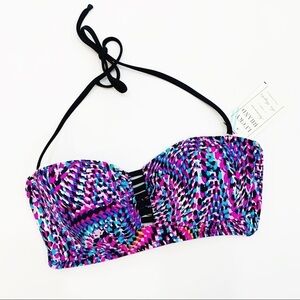 NWT Lucky Brand Multicolored Bandeau Swim Top